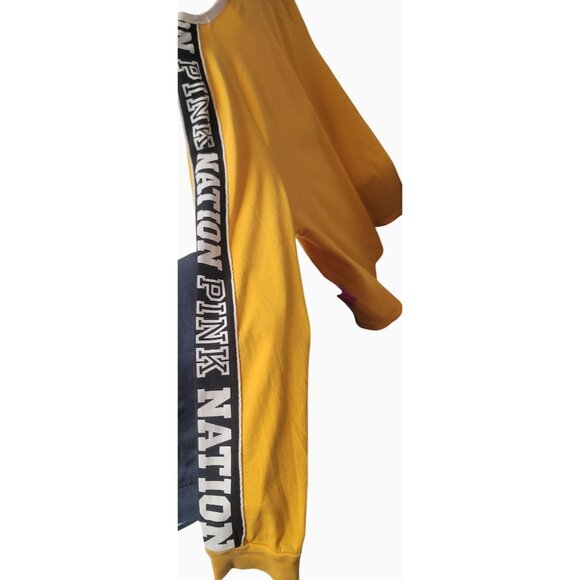 Victoria's Secret Pink Yellow Long Sleeve Shirt With Black Stripe Accents Size L - Picture 3 of 13